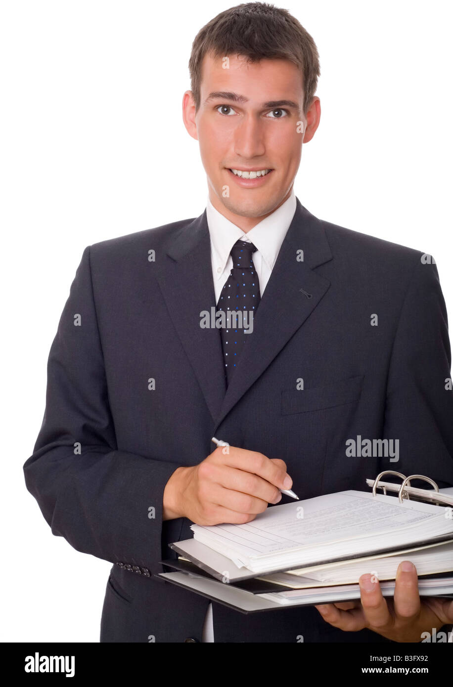 Hombre escribir notas Foto de stock