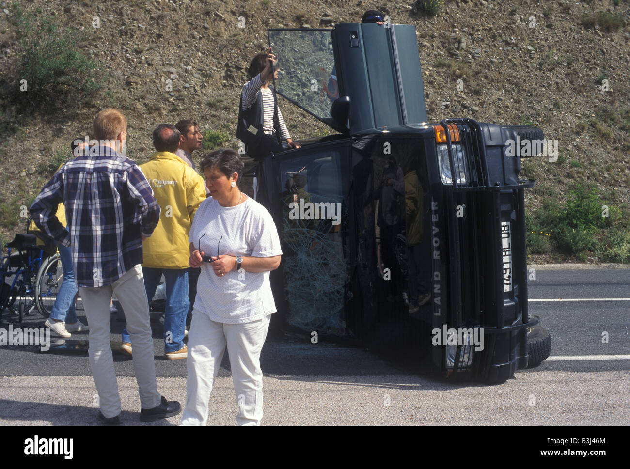 Un accidente de carretera en Francia Foto de stock
