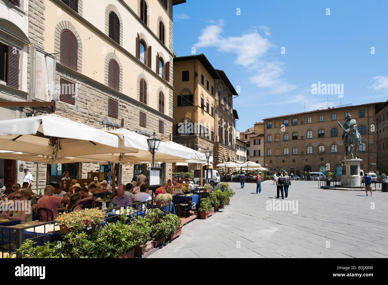 Restaurante en la Piazza della Signoria, Florencia, Toscana, Italia Foto de stock
