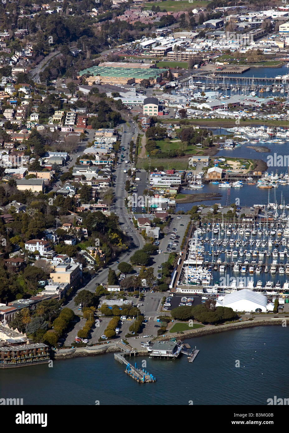 Por encima de la antena Sausalito California waterfront Marin County Foto de stock