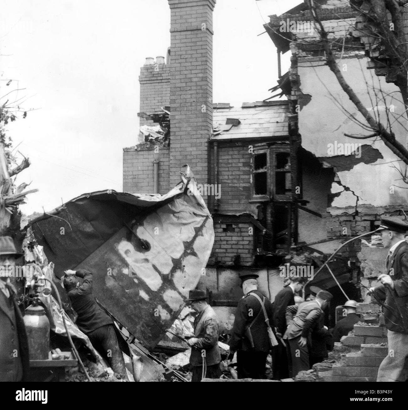 WW2 Air Raid Air Raid daños escenas en Bridlington Foto de stock