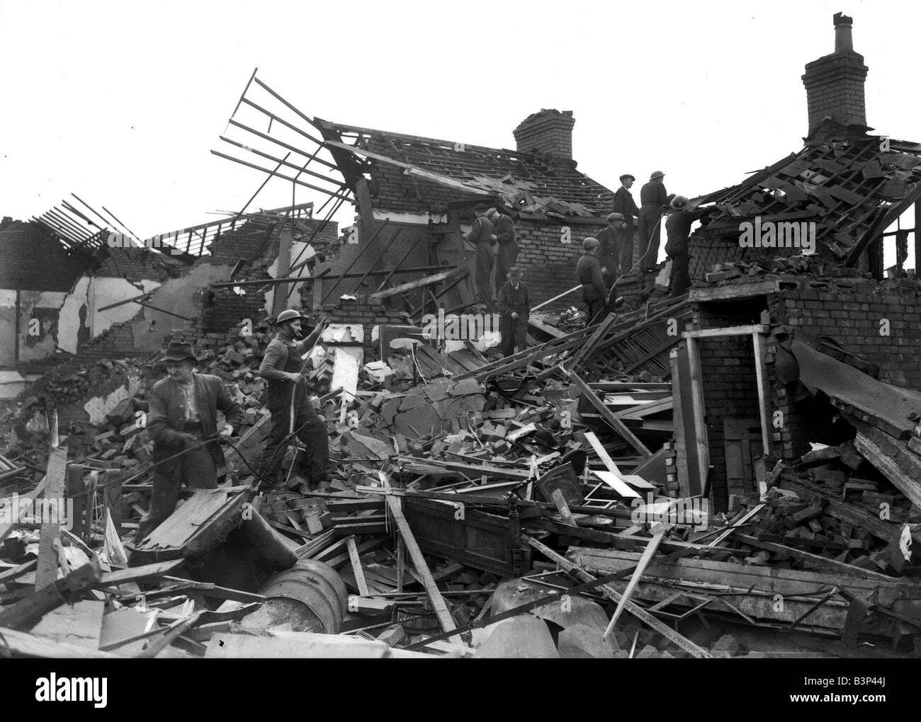 WW2 Air Raid daños de octubre de 1941 Bombardeo en Rogerstone Foto de stock