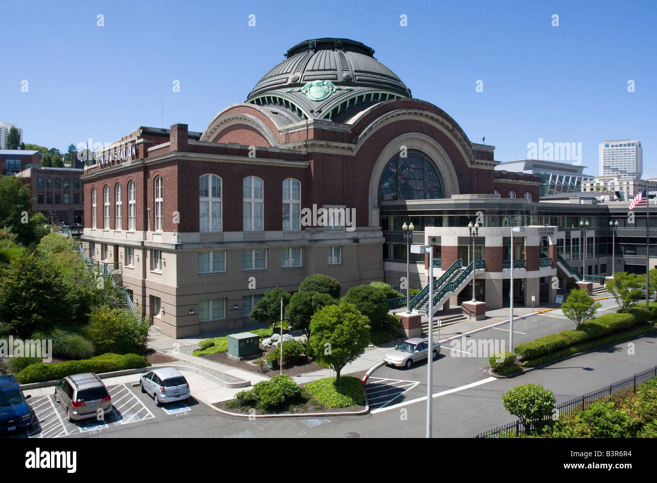 La restaurada estación Union Tacoma, Estado de Washington, Tacoma WA USA. El edificio restaurado incorpora un juzgado ESTADOUNIDENSE Foto de stock