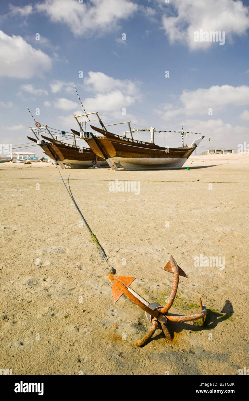 Omán, Sharqiya Región, Ras Al hadd. Ras Al Hadd Dhow Harbor Foto de stock