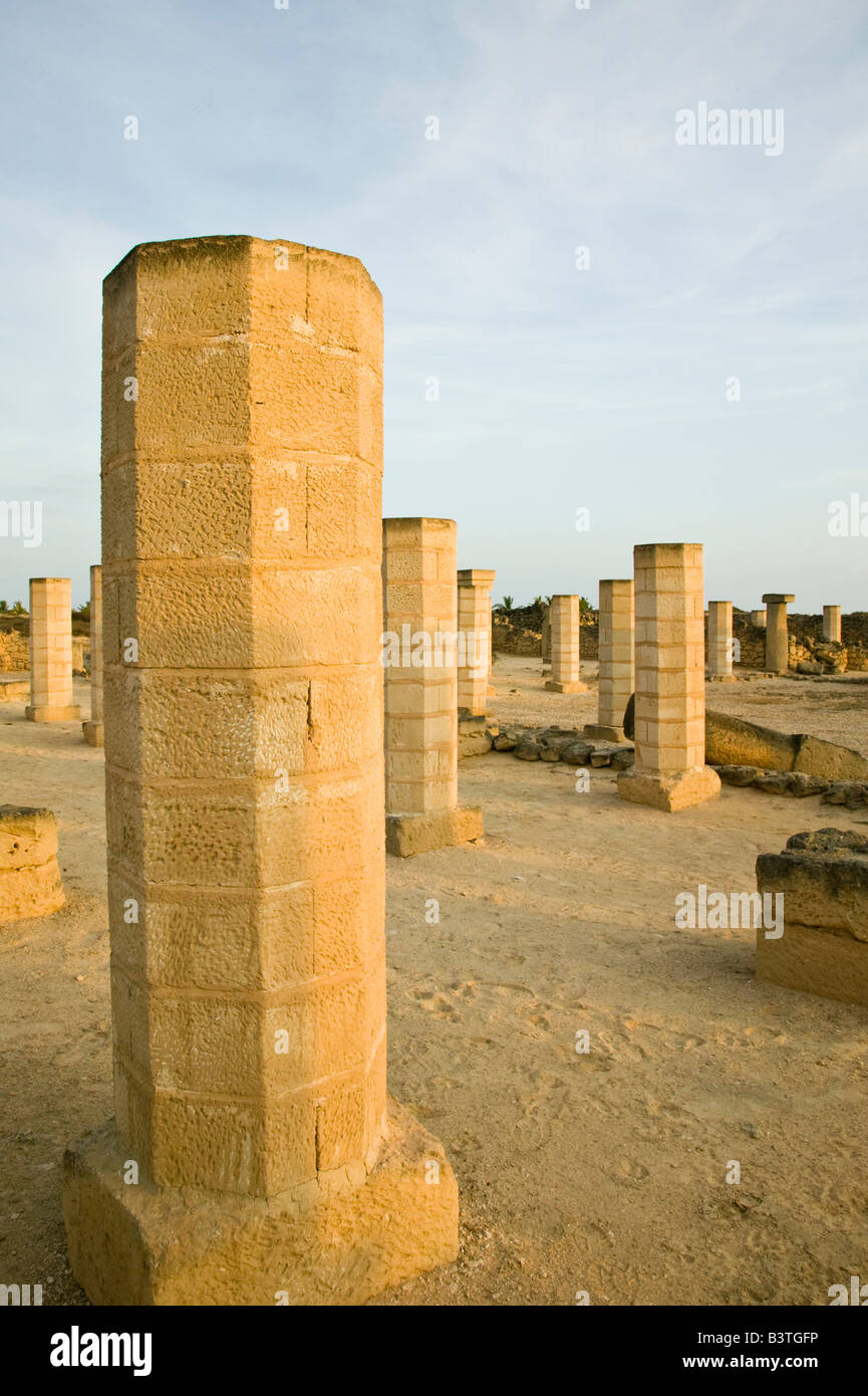 Región de Omán, Dhofar Salalah. Al Baleed, ruinas, sitio del siglo xii puerto comercial de zafar / tarde Foto de stock