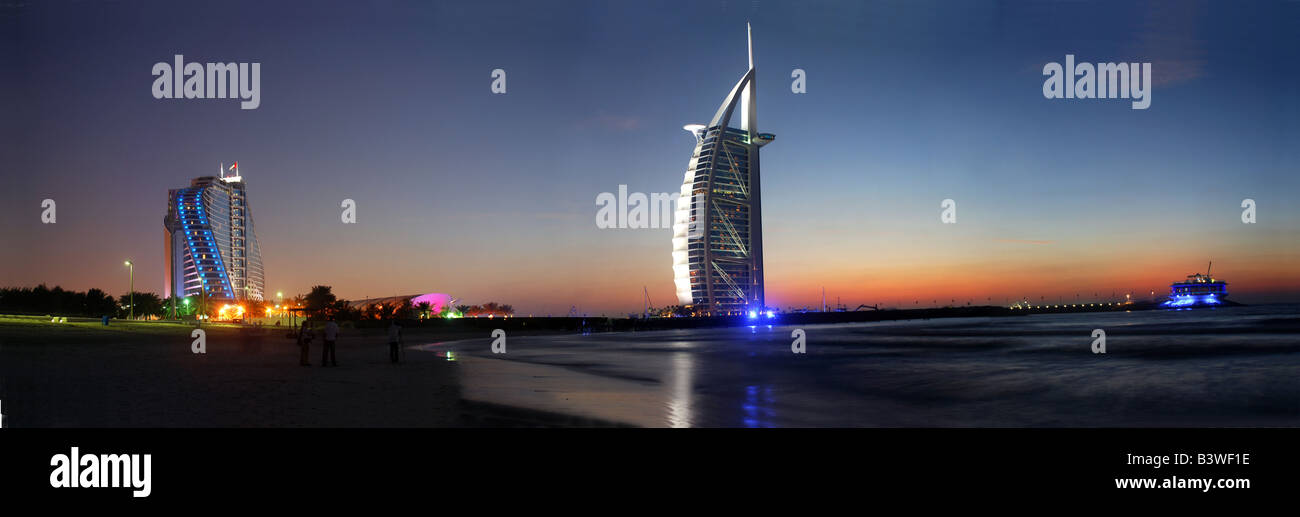 El Burj Al Arab, Dubai Jumeirah Beach Foto de stock
