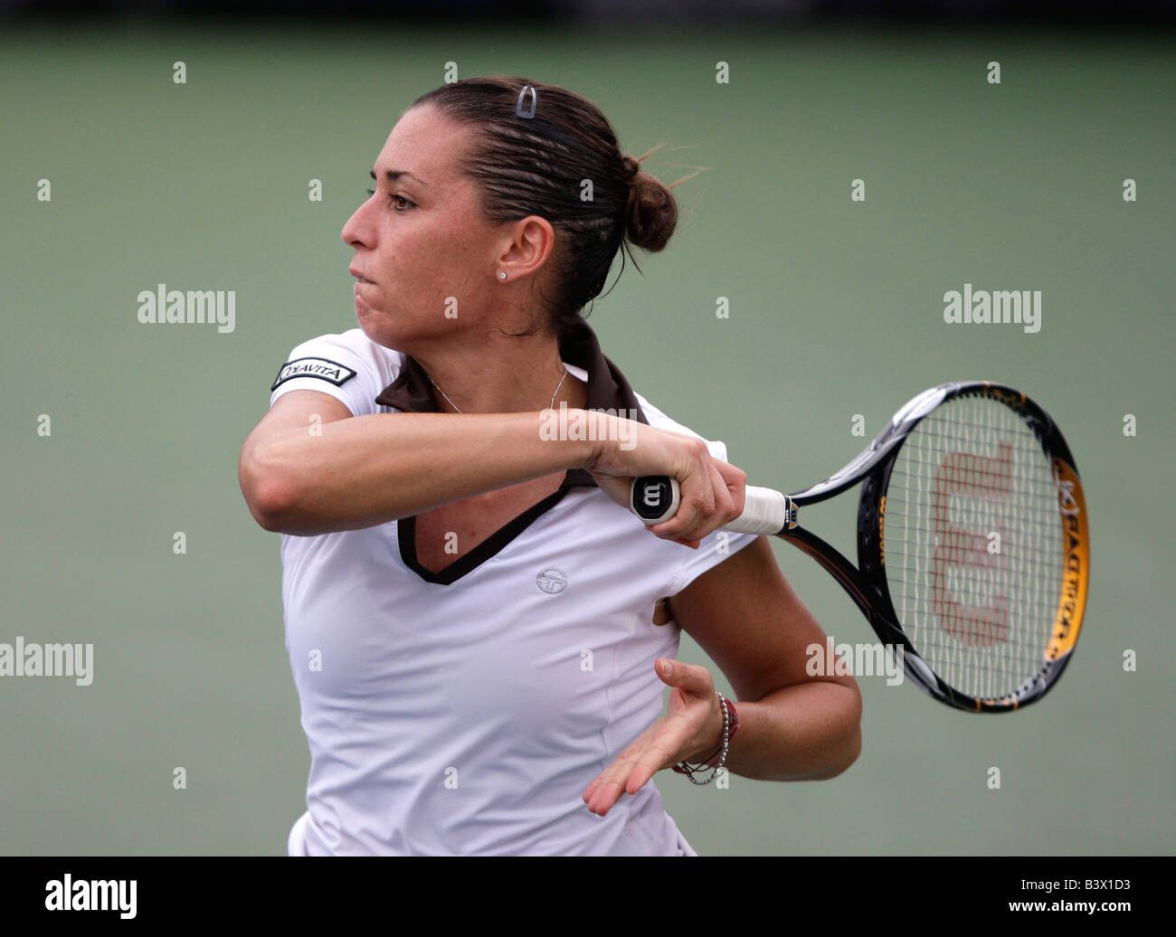 Tennis Pro Flavia Pennetta (ITA) en acción en el US Open. Foto de stock
