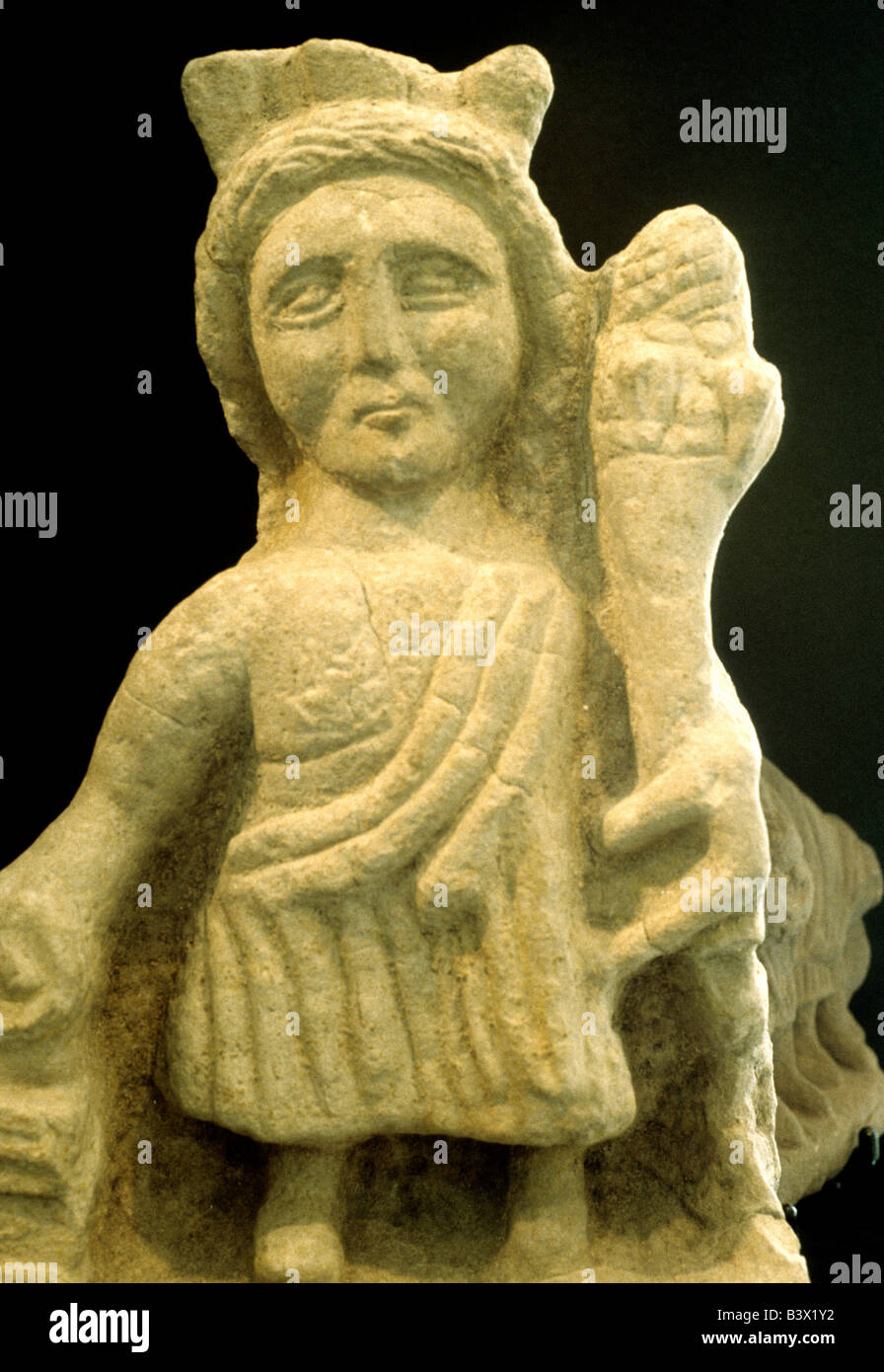 Escultura en piedra tallada romano figura de Hadrians Wall Tulie Casa Museo Carlisle Cumbria Inglaterra historia inglesa Foto de stock