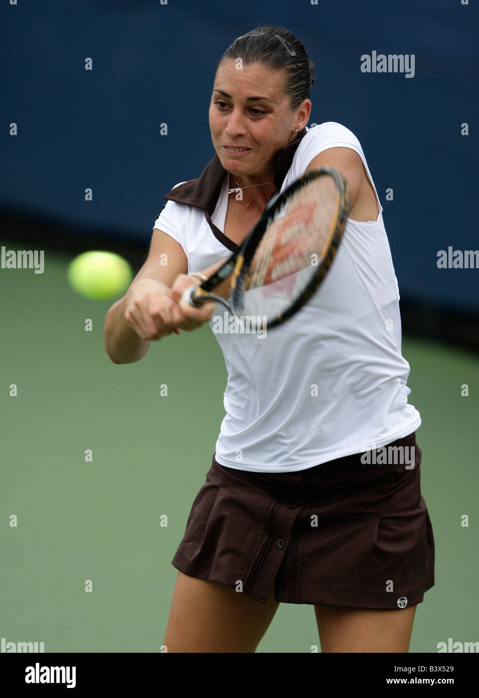 Tennis Pro Flavia Pennetta (ITA) en acción en el US Open. Foto de stock