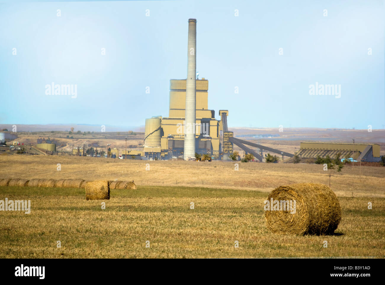 Coyote estación a estación generadora eléctrica de lignito dispararon cerca de Beulah Dakota del Norte Foto de stock