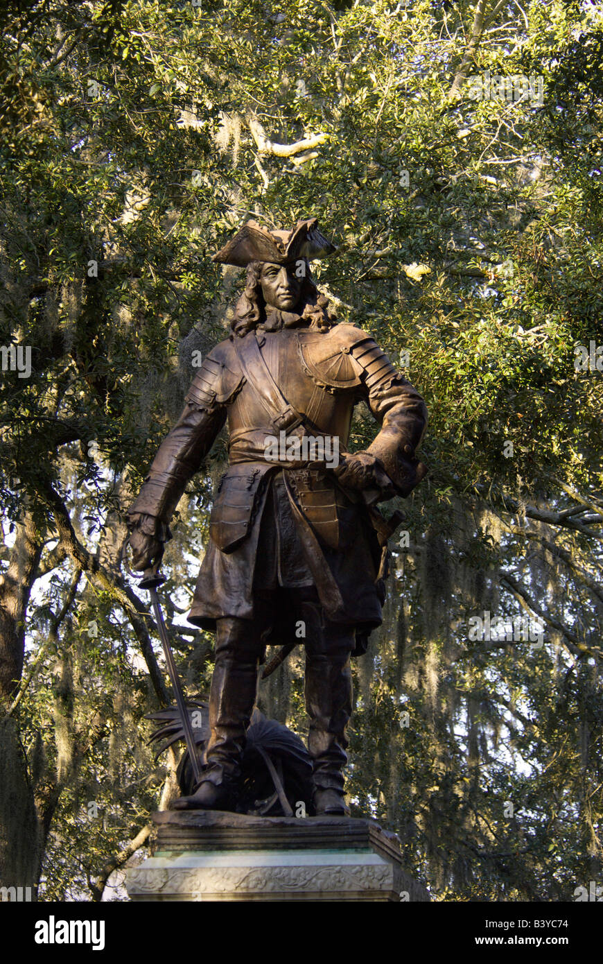 Estados Unidos, Georgia, Savannah Distrito Histórico, la estatua del General James Edward Oglethorpe Foto de stock