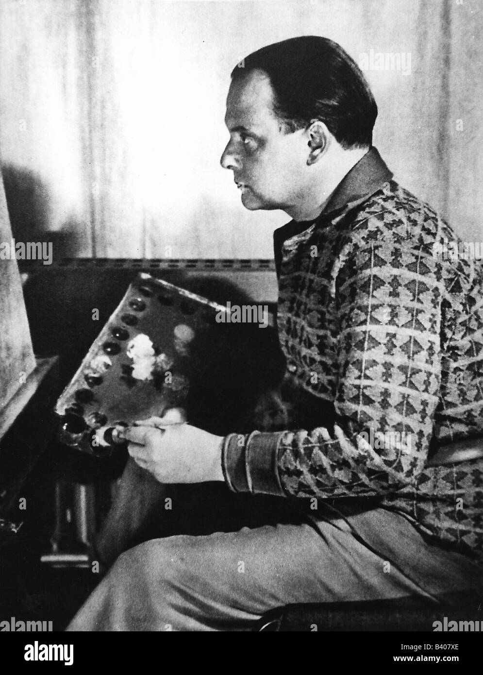 Klee, Paul, 18.12.1897 - 29.6.1940, pintor alemán, de media longitud, paleta de colores, alrededor de 1920, , Foto de stock