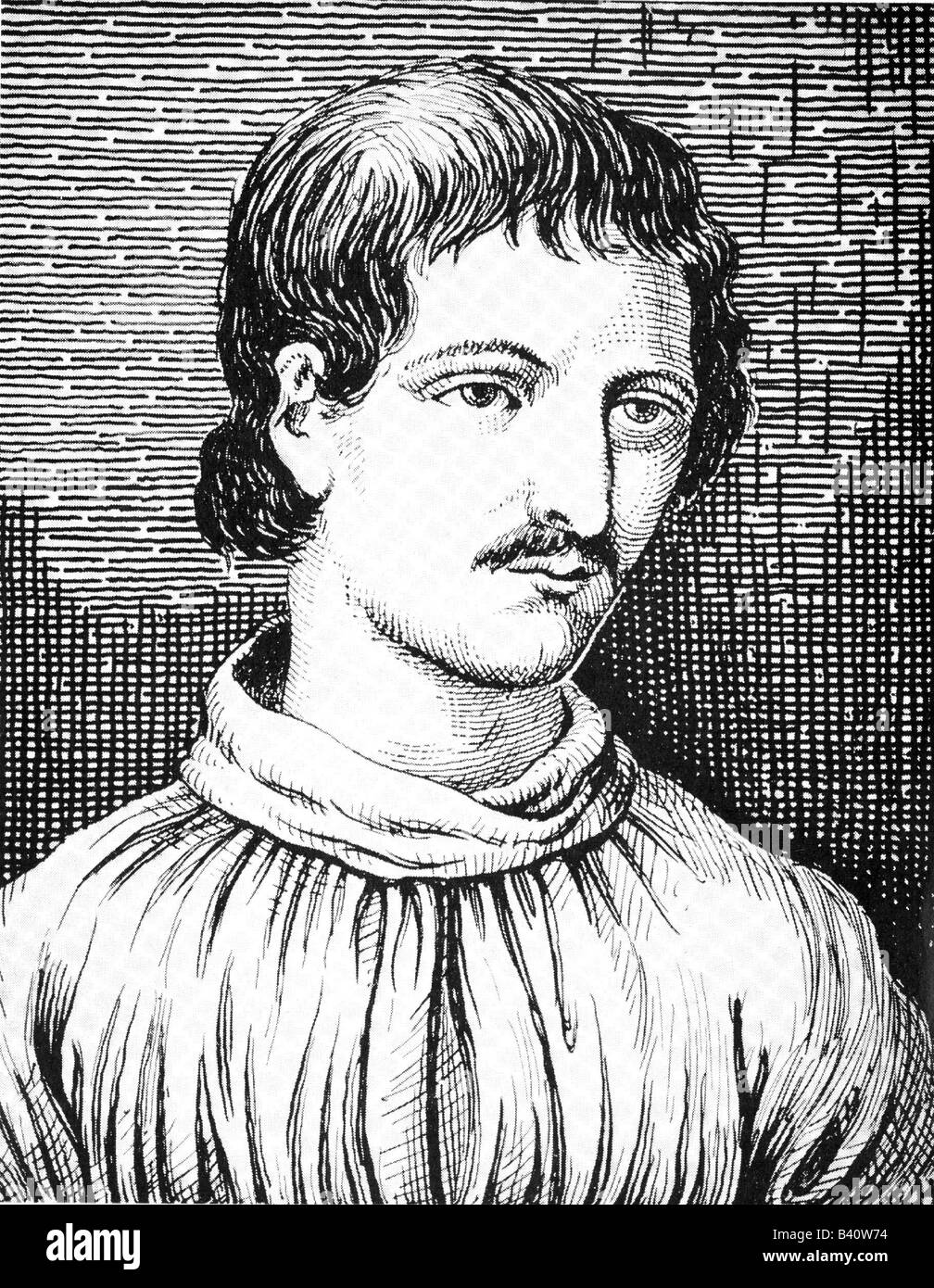 Bruno, Giordano, 1550 - 17.2.1600, clérigo y filósofo italiano, retrato, dibujo, siglo 19, Foto de stock