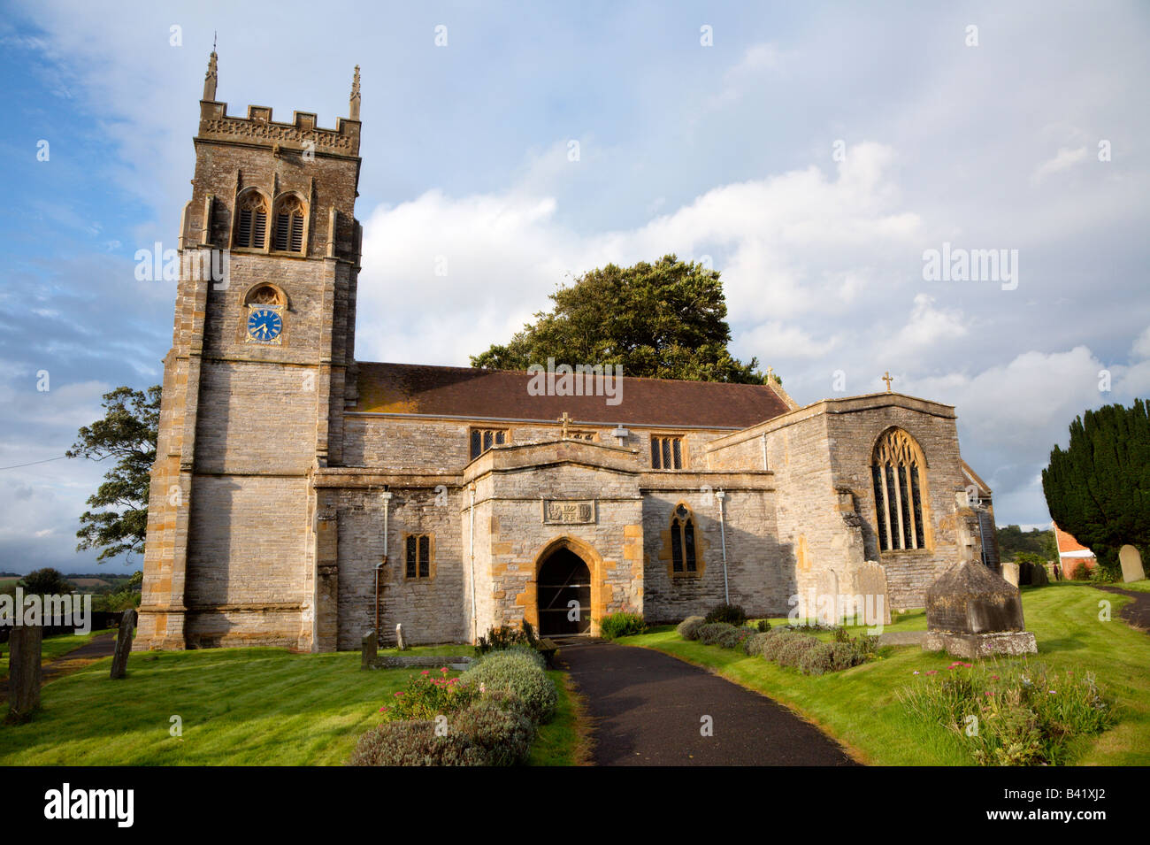 Iglesia de la santísima Virgen María en Chedzoy, Somerset, Reino Unido. Foto de stock