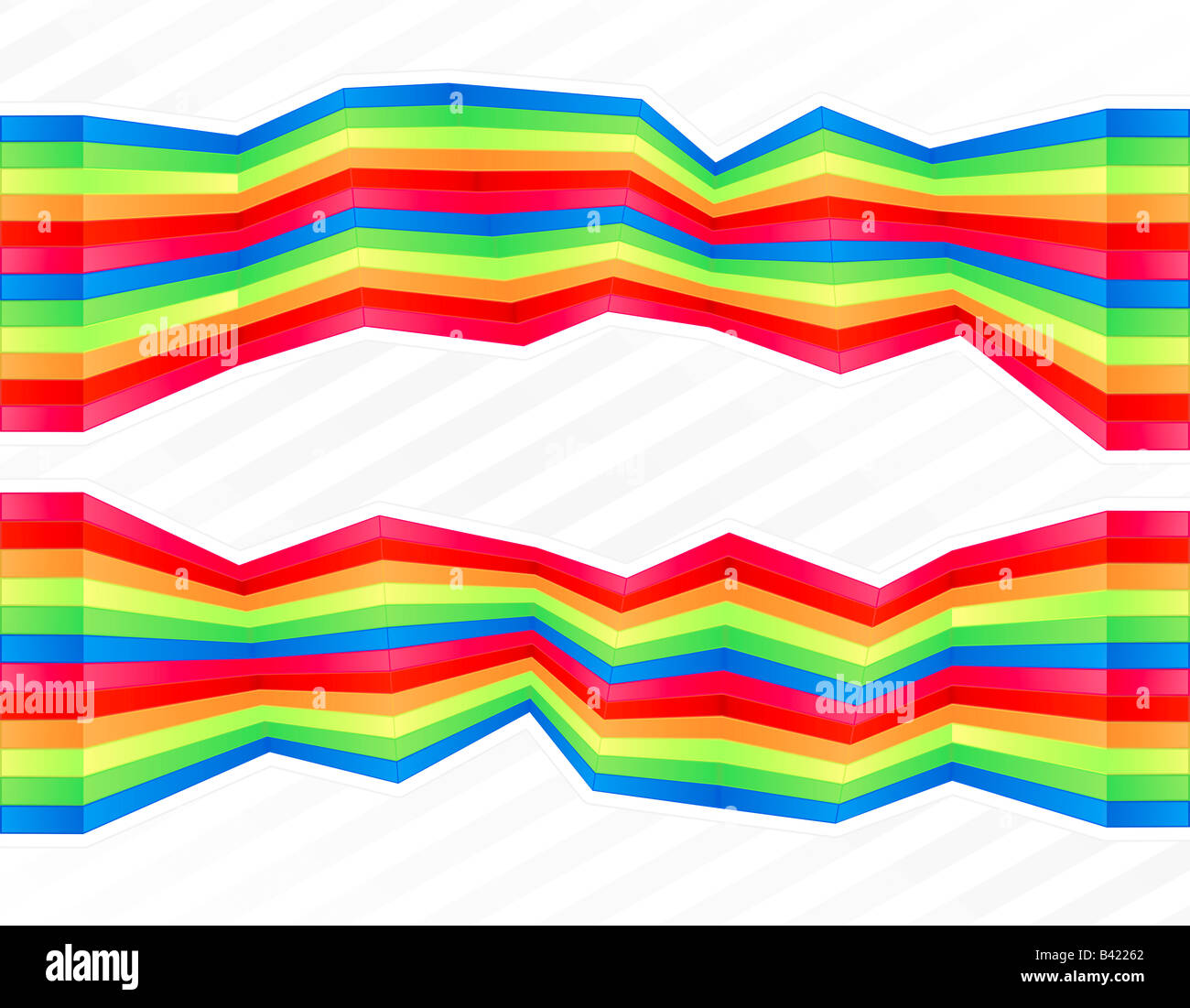 Ilustración vectorial de arco iris de colores rayas pared fluir desarticulado formando un bastidor central para el texto personalizado Foto de stock