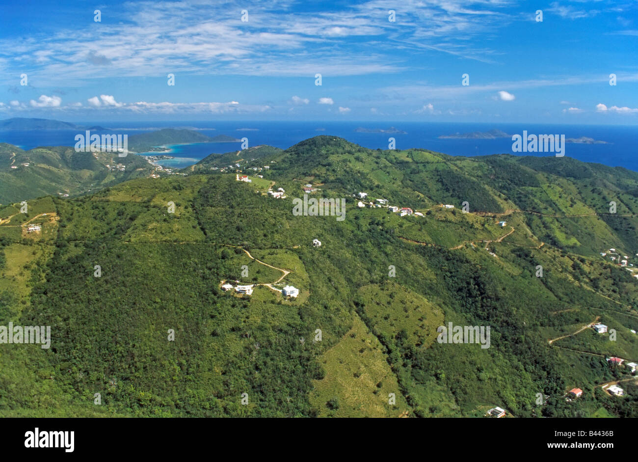 Vista aérea, Saint Thomas, Islas Vírgenes de EE.UU., el Caribe, América Central Foto de stock