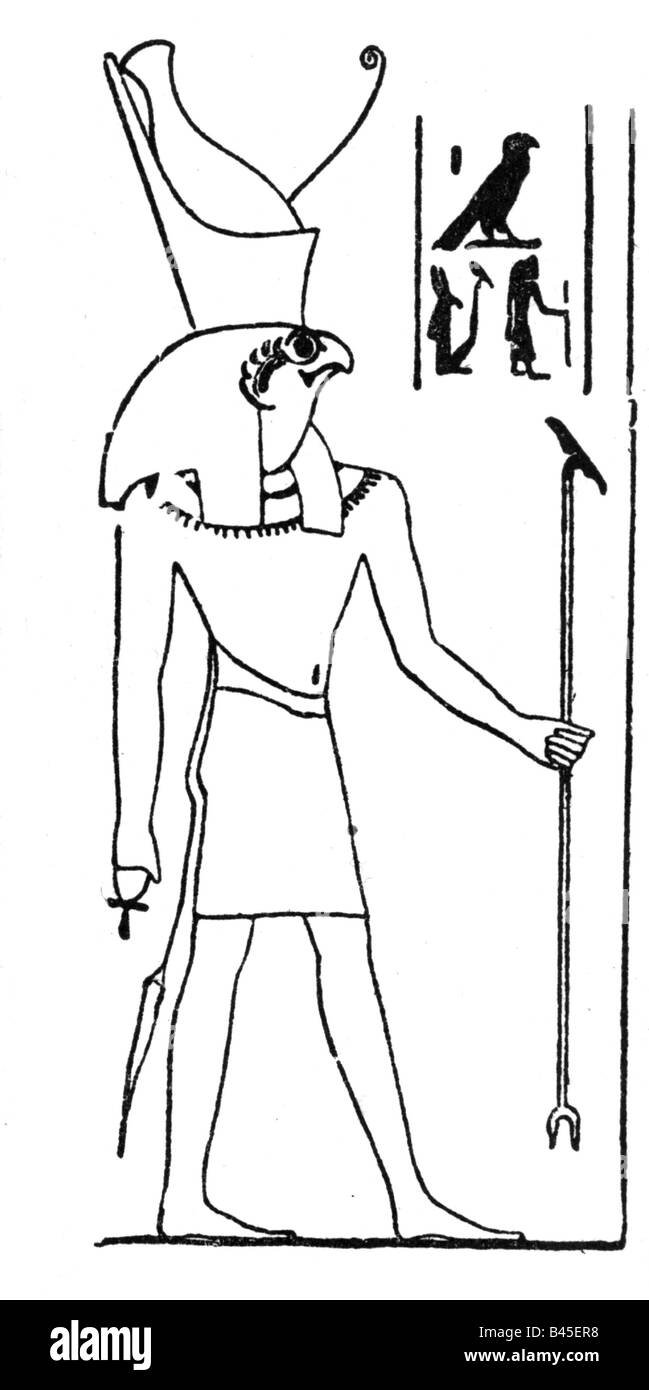 Horus, dios egipcio, (cielo), dibujar, después de la relevación egipcia,  deidad, escritura, halcón, pájaro, escritura, jeroglíficos, religión, Egipto  antiguo Fotografía de stock - Alamy