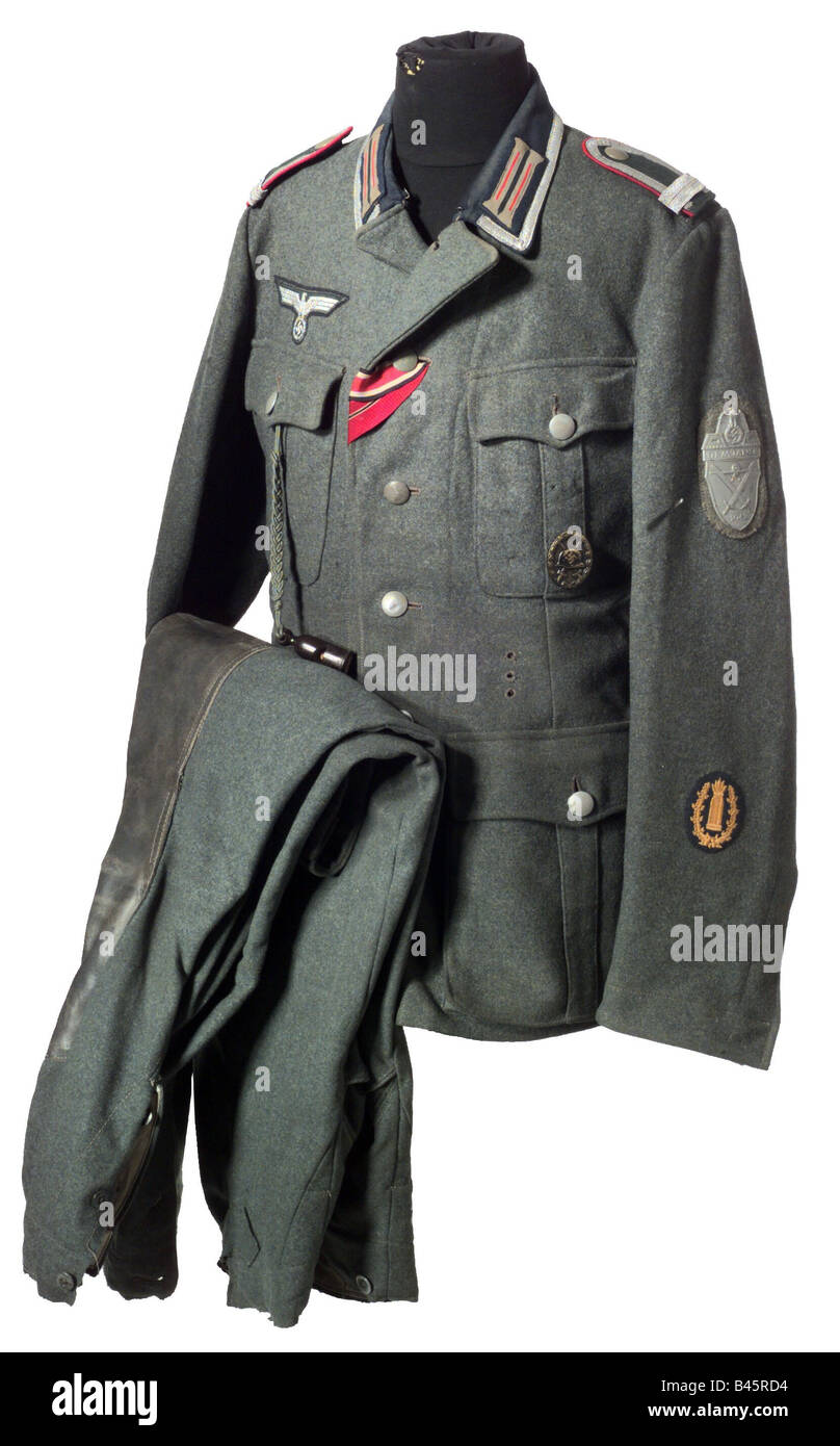 Militar, uniformes, Alemania, Ejército, Artillerie, tunic y brechees de un aspirante oficial, 1943/1944, Wehrmacht, siglo 20, , Foto de stock