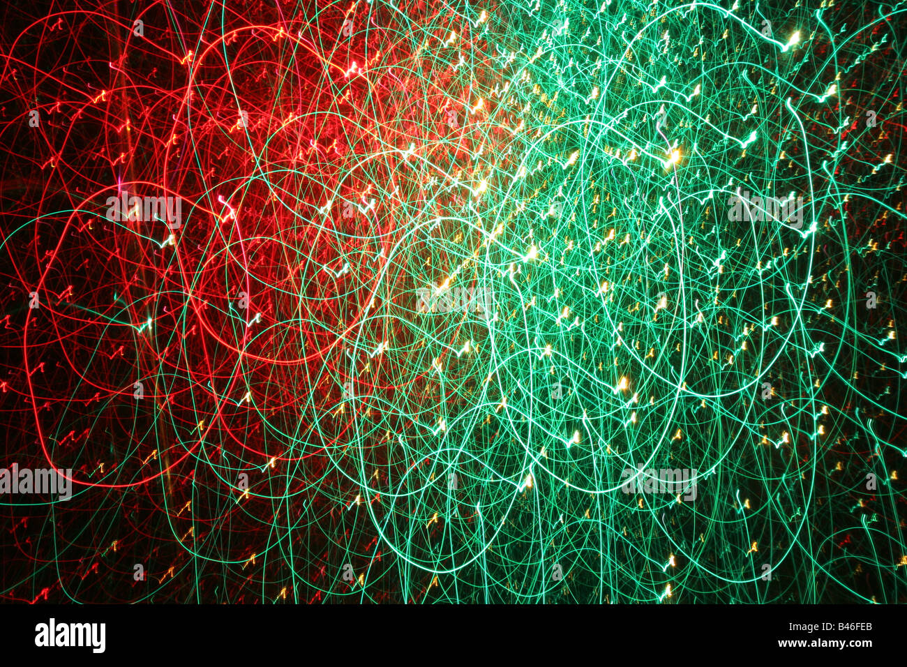 patrones de luz verde y rojo abstracto Foto de stock