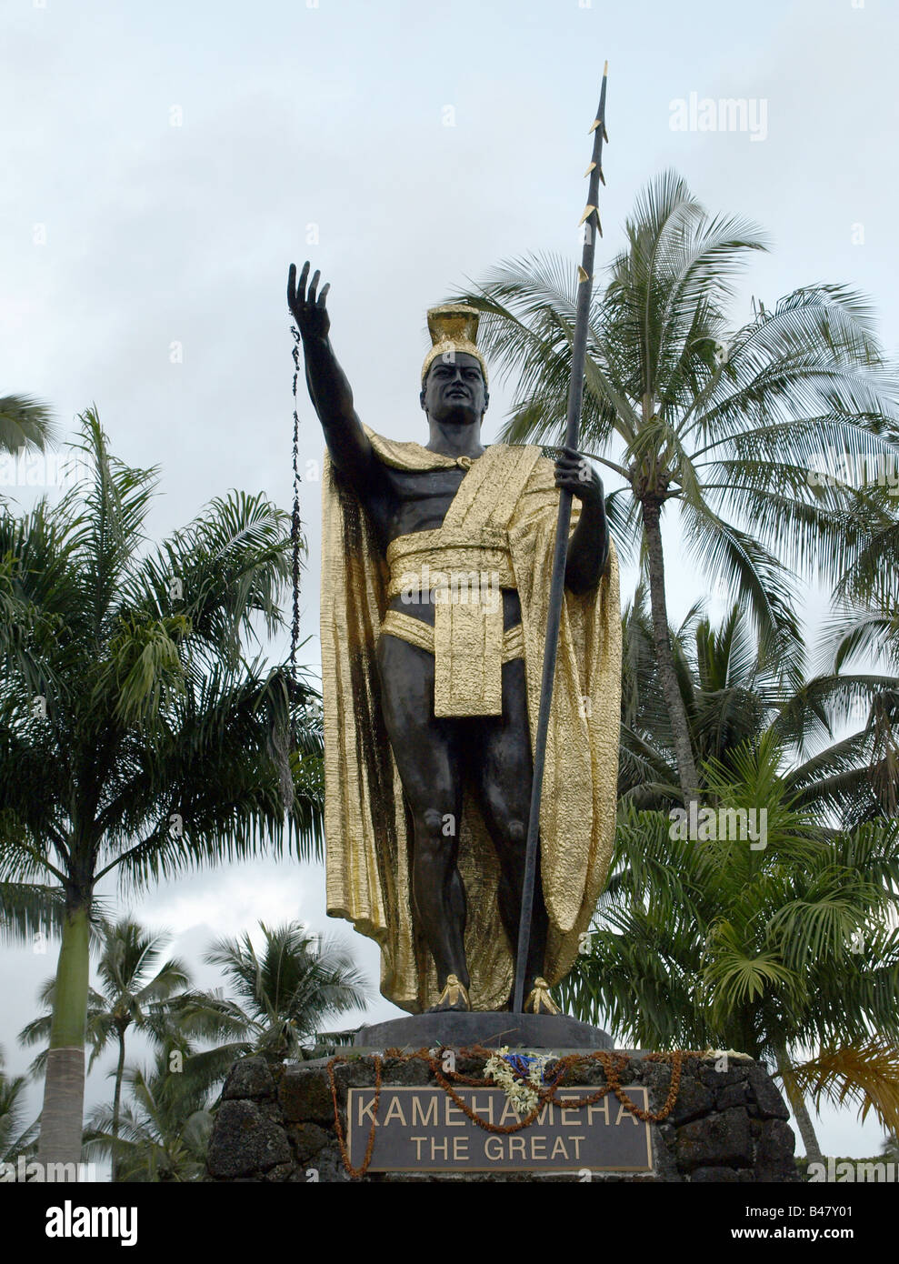 La estatua de Kamehameha el Grande , Big Island, Hawai Foto de stock