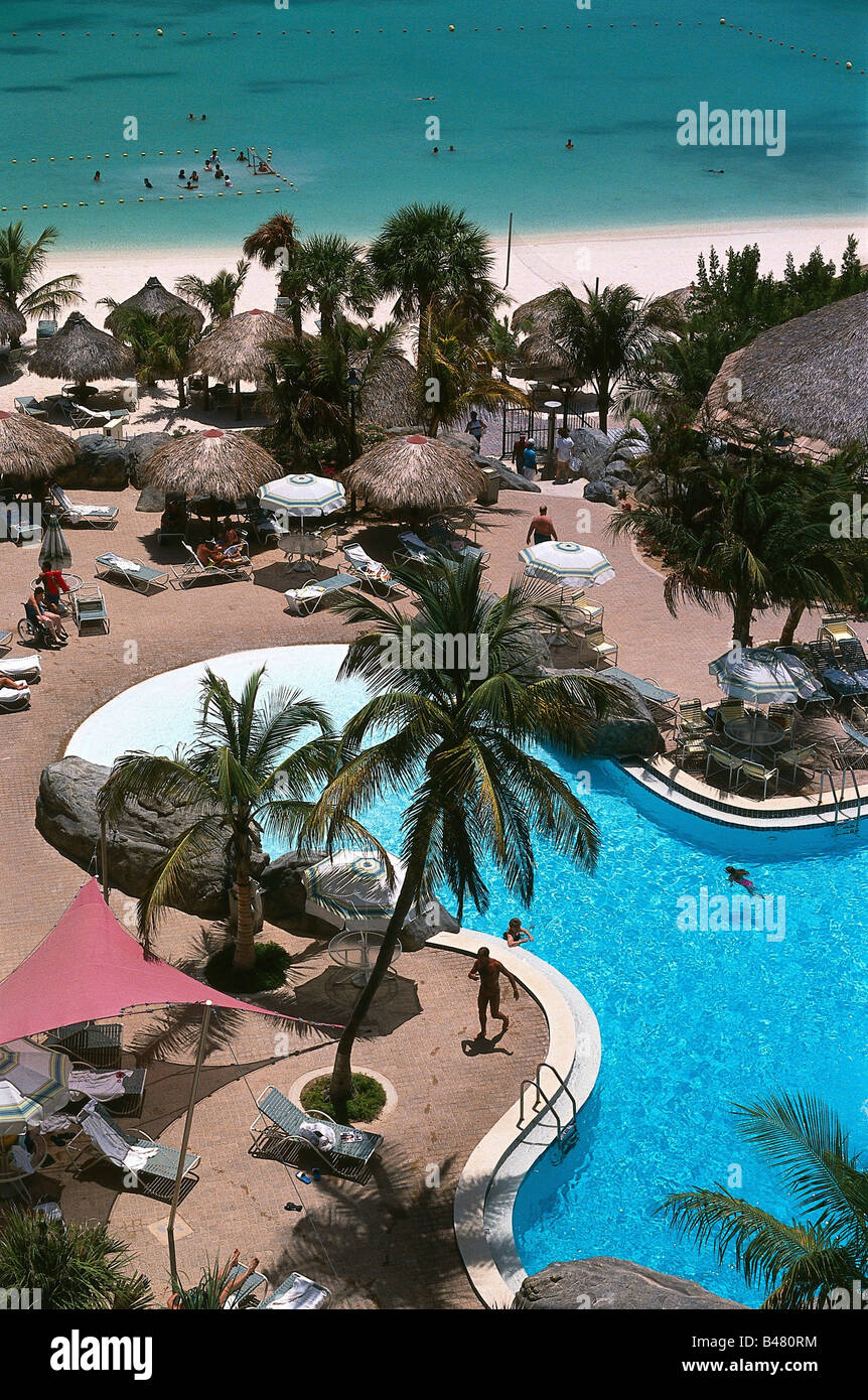 Geografía / viajes, países Bajos, Antillas Holandesas, Aruba, gastronomía, piscina, Hotel Playa Linda, , Foto de stock