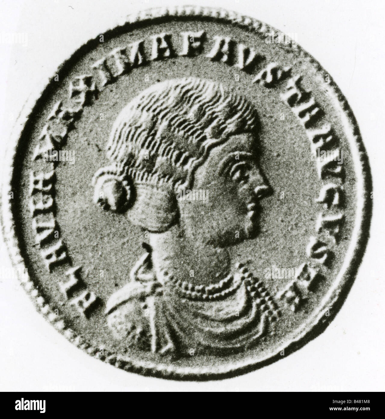 Fausta, Flavia Maxima, circa 295 - 326 AD, Roman Empress 307 - 326 AD, retrato, vista lateral, moneda, siglo IV, , Foto de stock