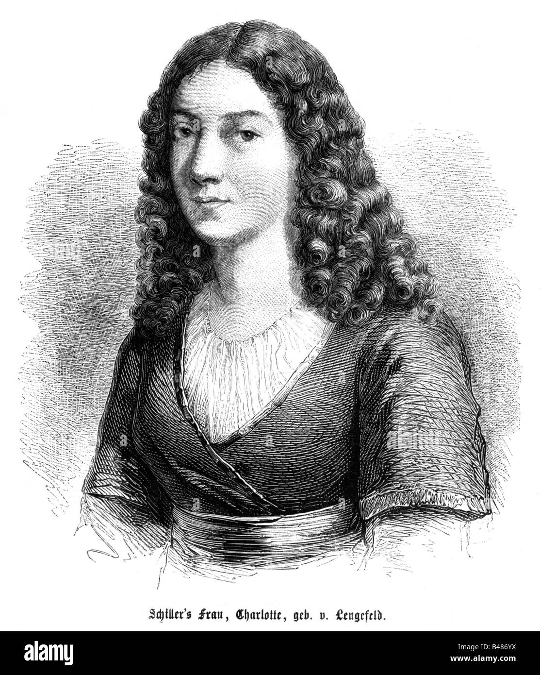 Schiller, Friedrich, 10.11.1759 - 9.5.1805, autor / escritor alemán, su esposa Charlotte von Lengefeld, retrato, grabado, siglo 19, , Foto de stock
