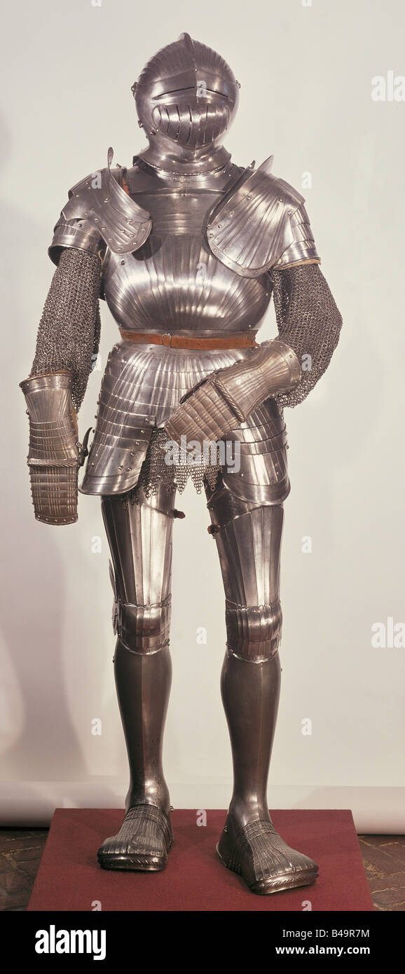 Armas, armas defensivas, armadura, armadura de placa, Alemania del Sur, alrededor de 1520, Foto de stock