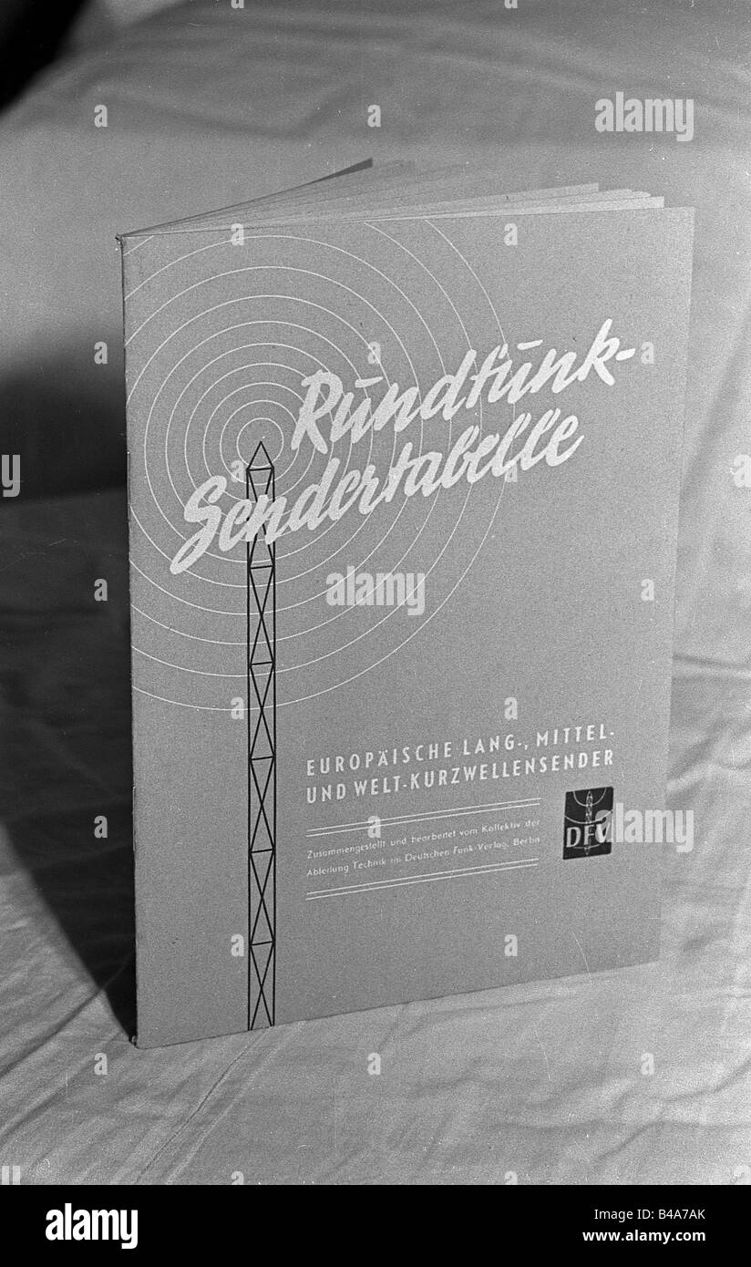 Radiodifusión, radio, índice de estaciones de radio europeas, República Democrática Alemana, 1950, , Foto de stock