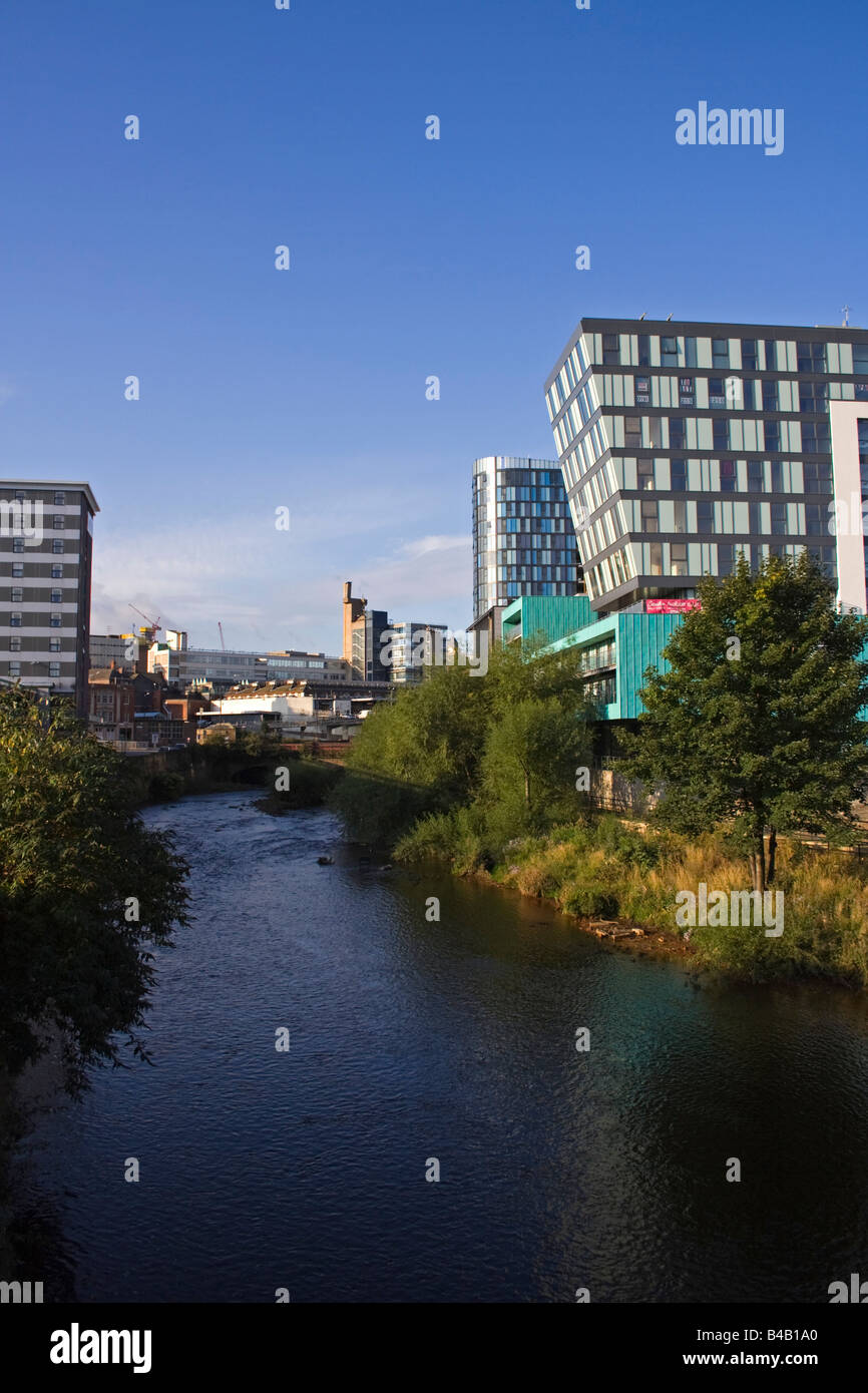 Los nuevos edificios junto al río don en Sheffield Foto de stock