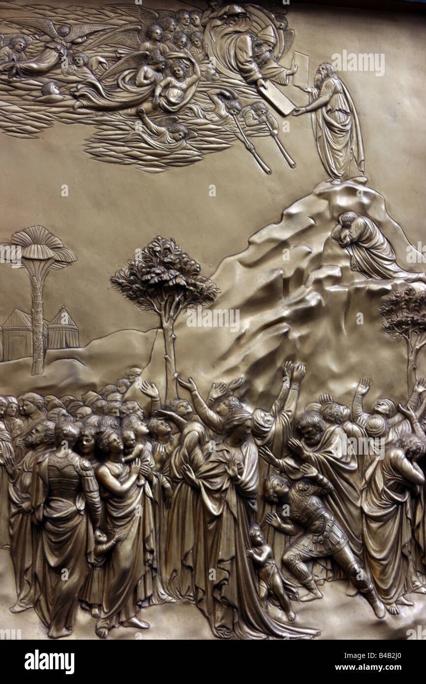 Detalle de las "Puertas del Paraíso", de Florencia, Italia. Foto de stock
