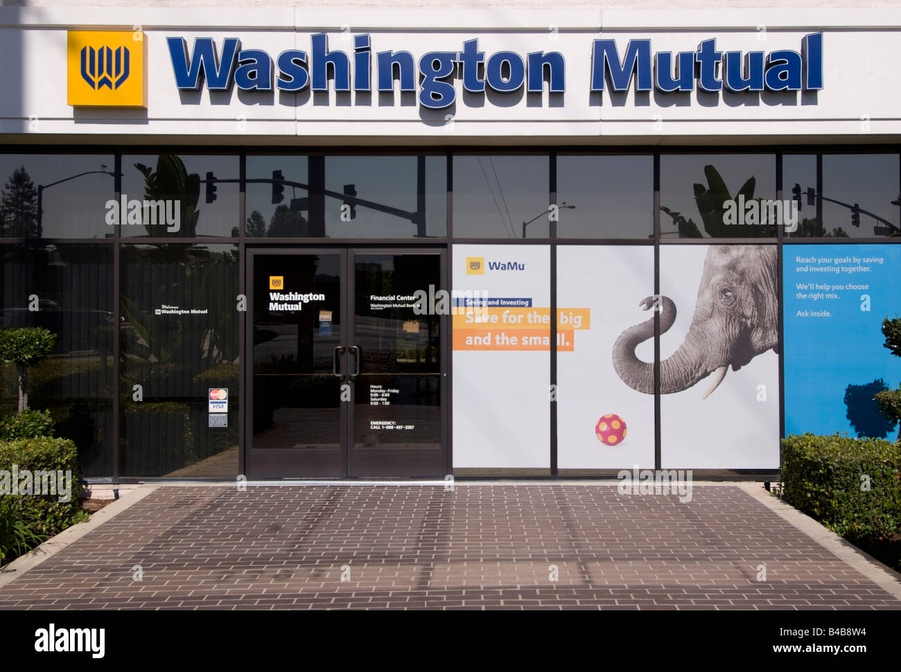 Washington Mutual Bank en San Jose, CA. En septiembre del 08 Washington Mutual se convirtió en la mayor quiebra bancaria en U S la historia. Foto de stock