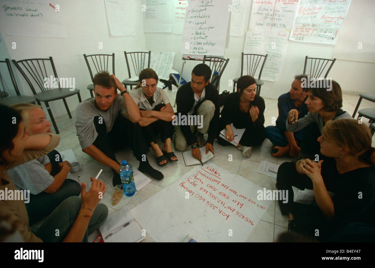 Voluntarios del ISM brainstorming, Palestina Foto de stock