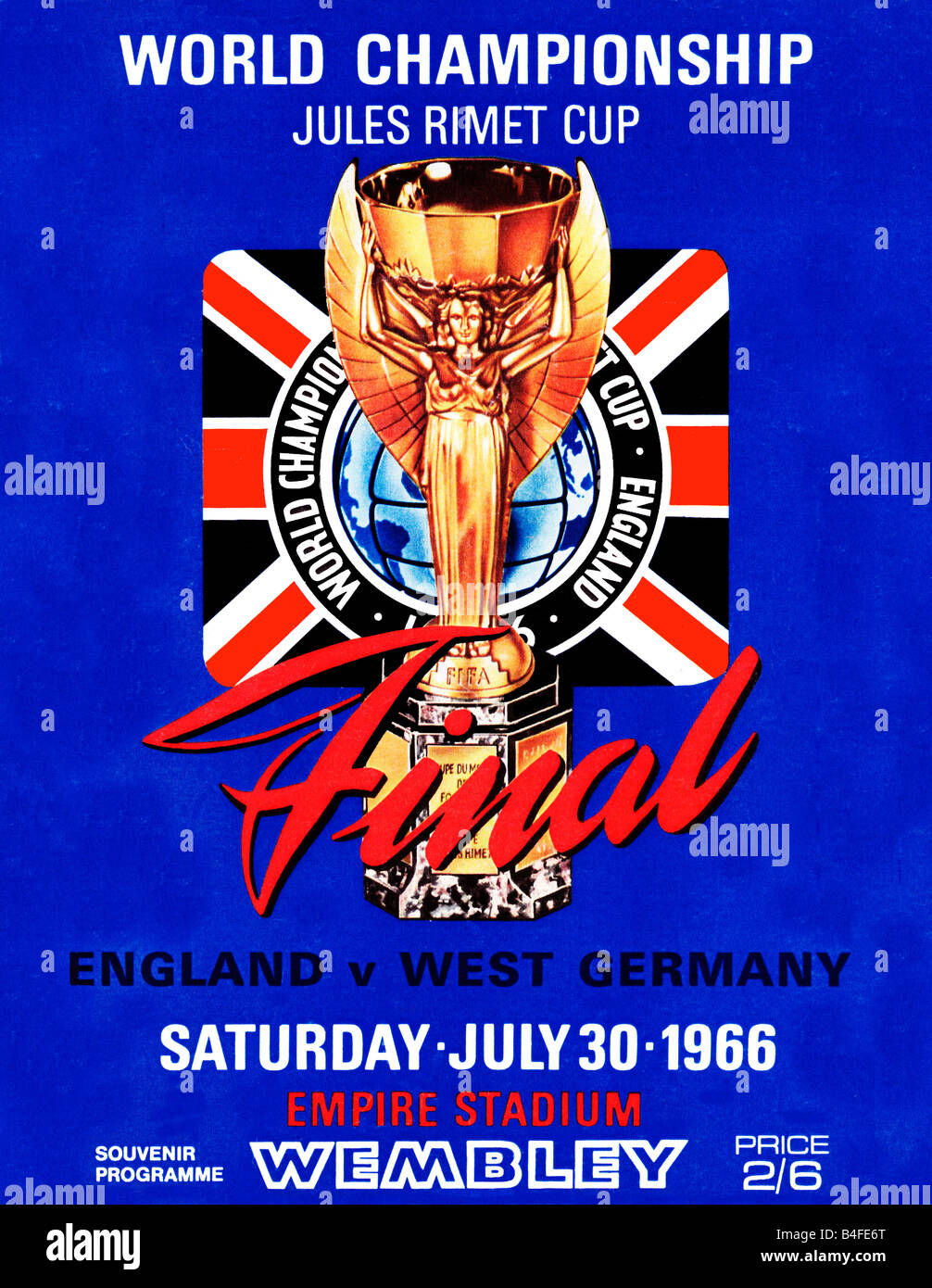 Programa de Final de la Copa del Mundo de Inglaterra contra Alemania Occidental en la final de Wembley en julio de 1966 ganó 4 2 por los anfitriones. Foto de stock