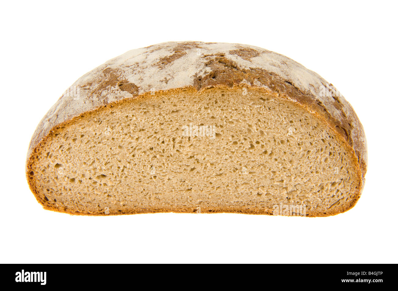 Alimentos dietéticos pan marrón oscuro pan de centeno alemán Alemania brot baker levadura de panadería sourdough cob rodaja de pan losa redonda Foto de stock