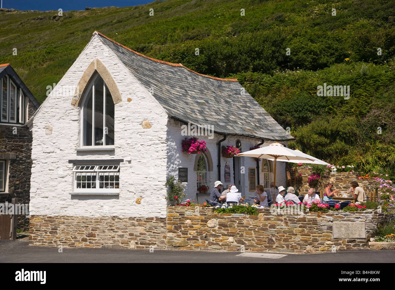 El restaurante Harbour Lights Cornwall Foto de stock