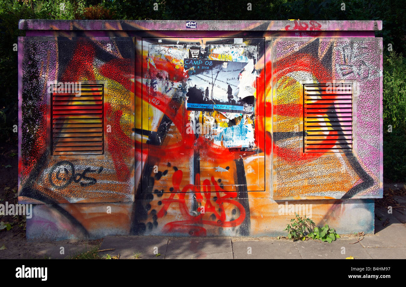 Graffiti en una ventilación en St Pauli, distrito de Hamburgo Foto de stock