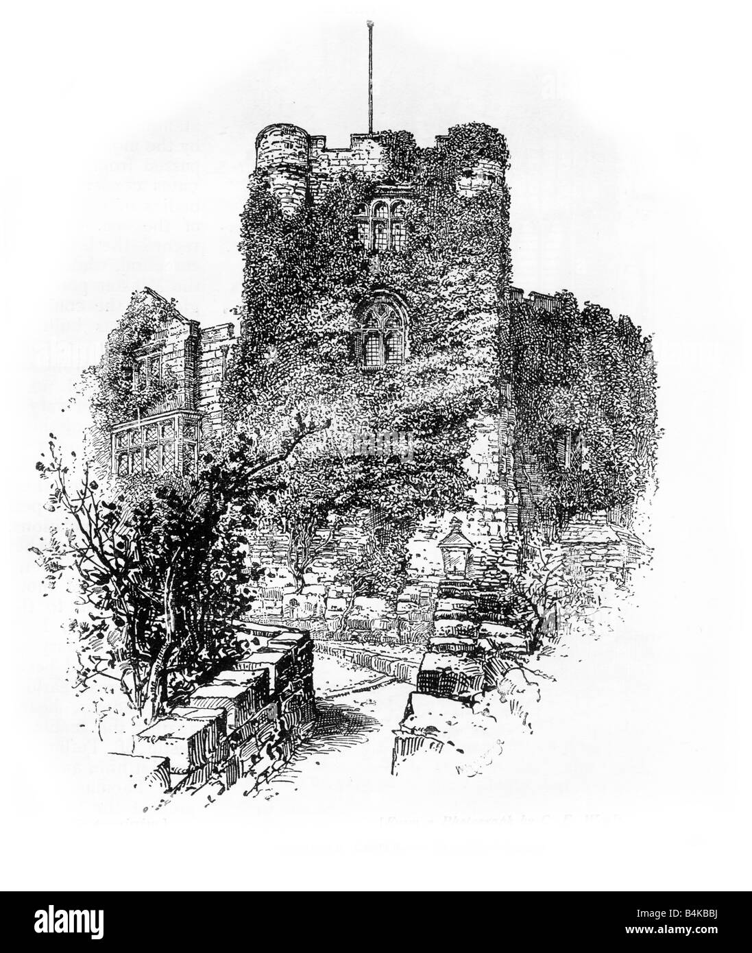 Castillo de Tamworth Ilustración en 1890 Foto de stock