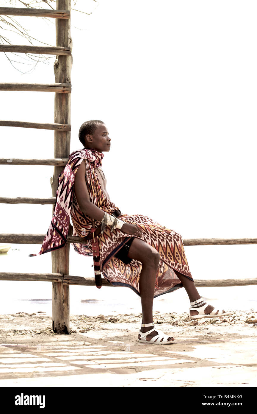 Jóvenes Massai moderno Tanzania Foto de stock