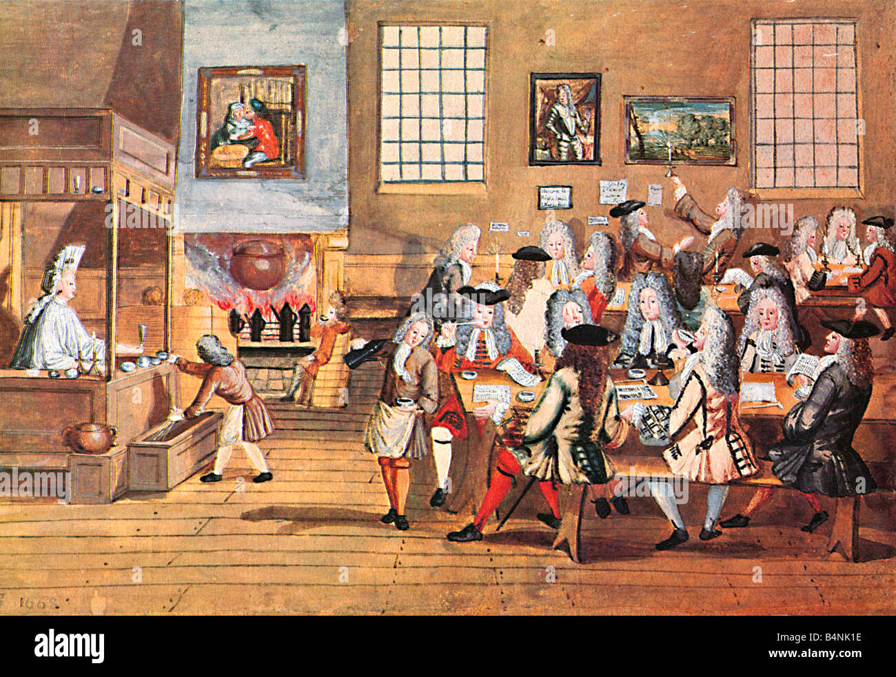 Restauración Cafetería 1668 pintura de un pronto establecimiento de Londres centro político y financiero de la sociedad Foto de stock