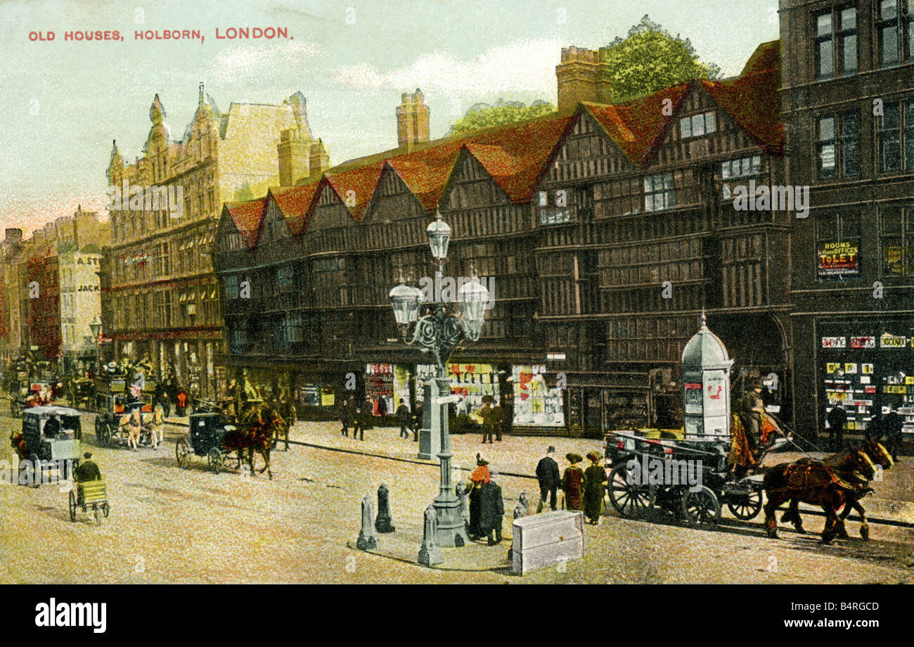 Antigua Postal británico topográfico Vintage 1900 1910s de Holborn Londres para uso editorial sólo Foto de stock