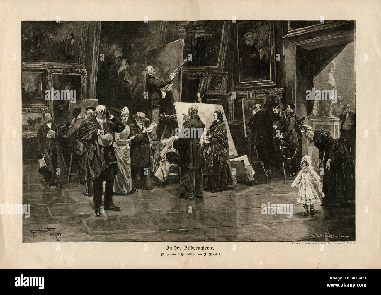 Exposiciones, bellas artes, galería de imágenes, grabado de madera después de la pintura por Ferdinand Bruett, Alemania, 1889, Foto de stock