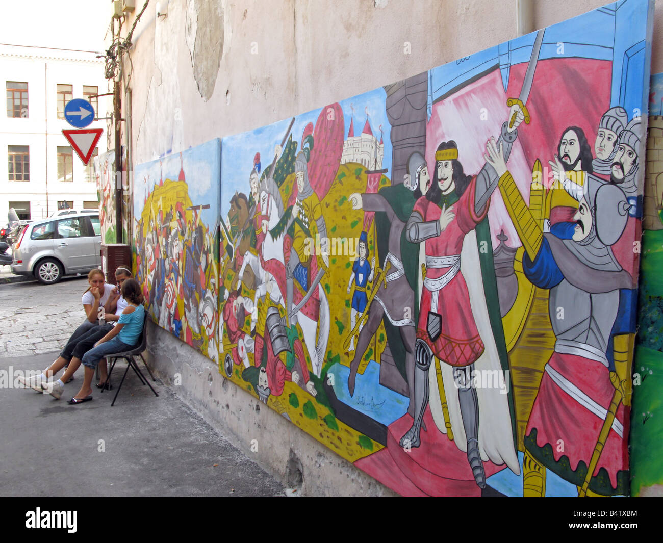 Esquina de la calle de Palermo con ilustración histórica Foto de stock