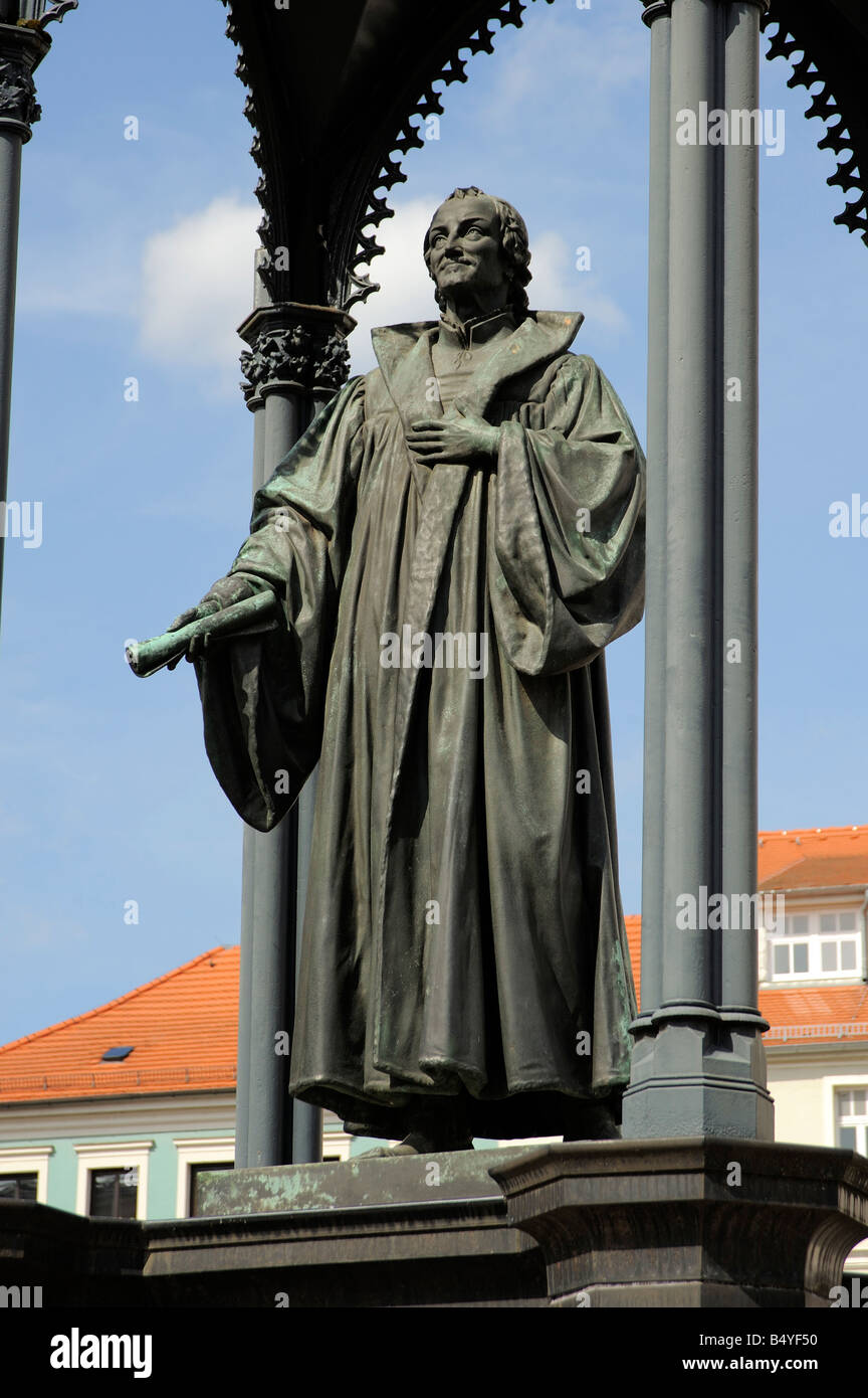 Melanchton memorial en el mercado en Wittenberg Foto de stock