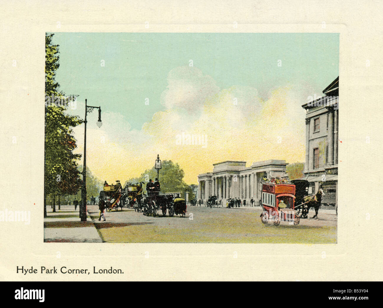 Vintage vieja postal de la esquina de Hyde Park de Londres SÓLO PARA USO EDITORIAL Foto de stock