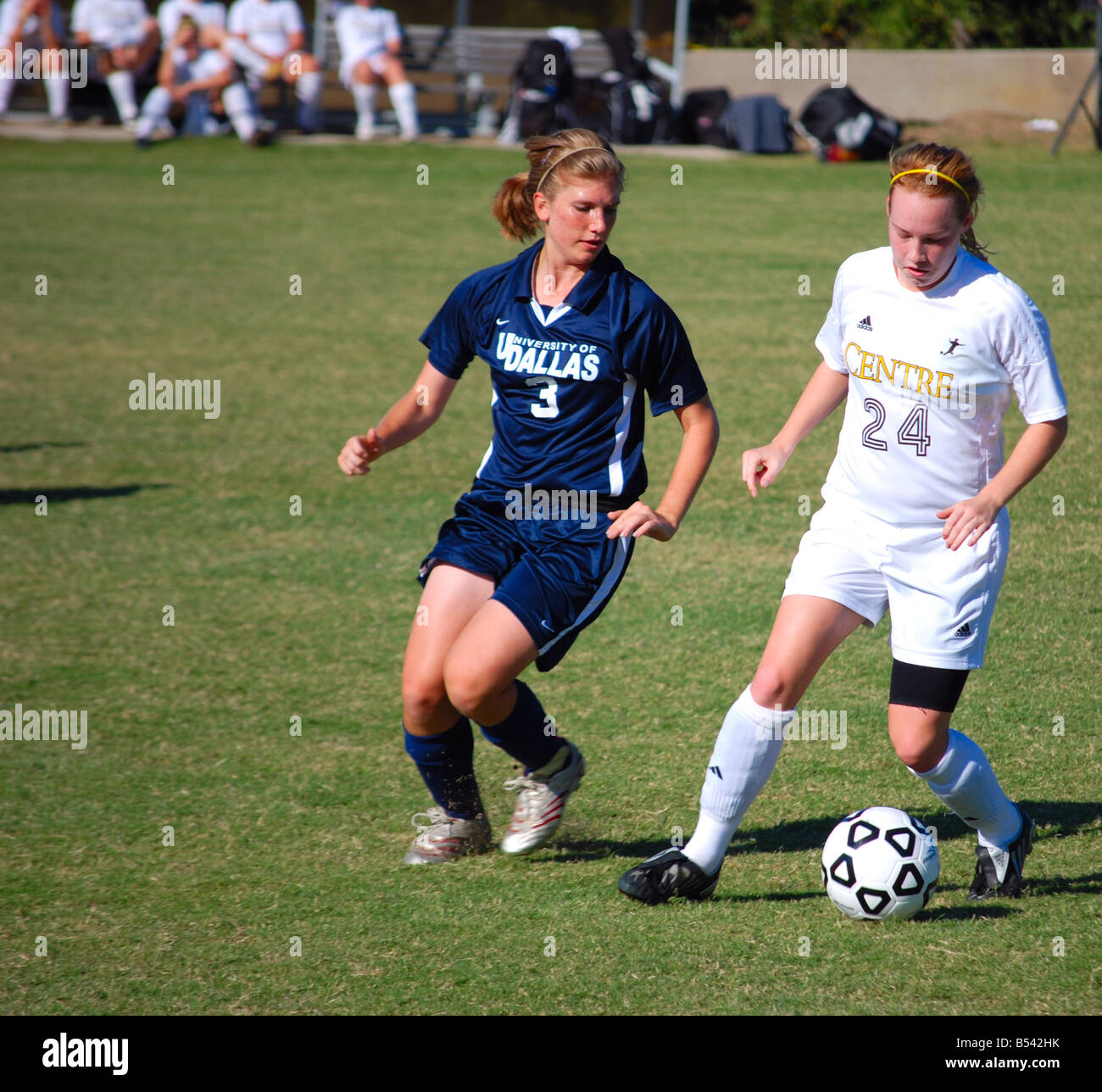Juego de Fútbol (Soccer) y la Universidad de Dallas featuruing Centre College Foto de stock