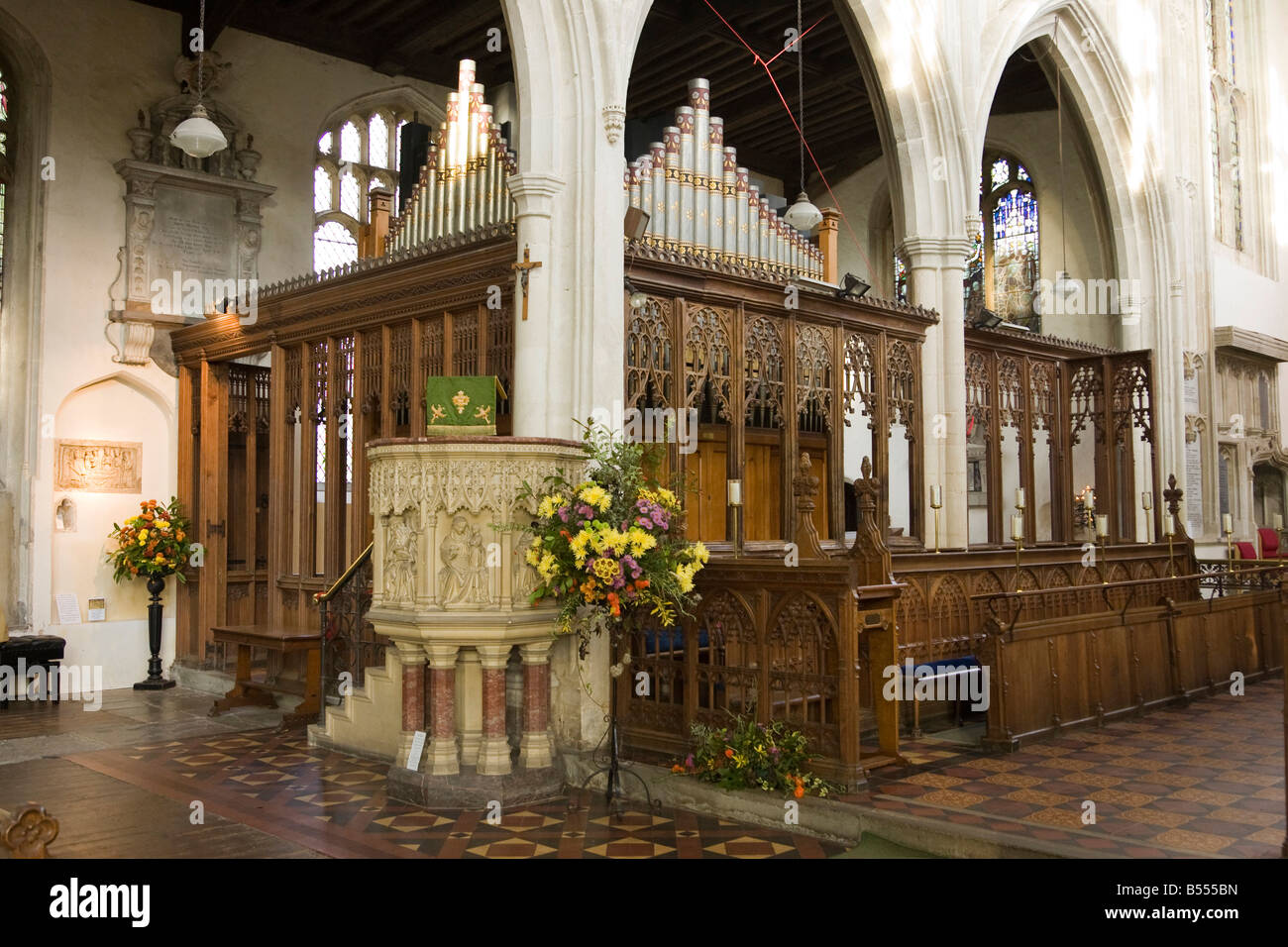 La Iglesia de la santísima Trinidad en Long Melford, Suffolk, Reino Unido Foto de stock