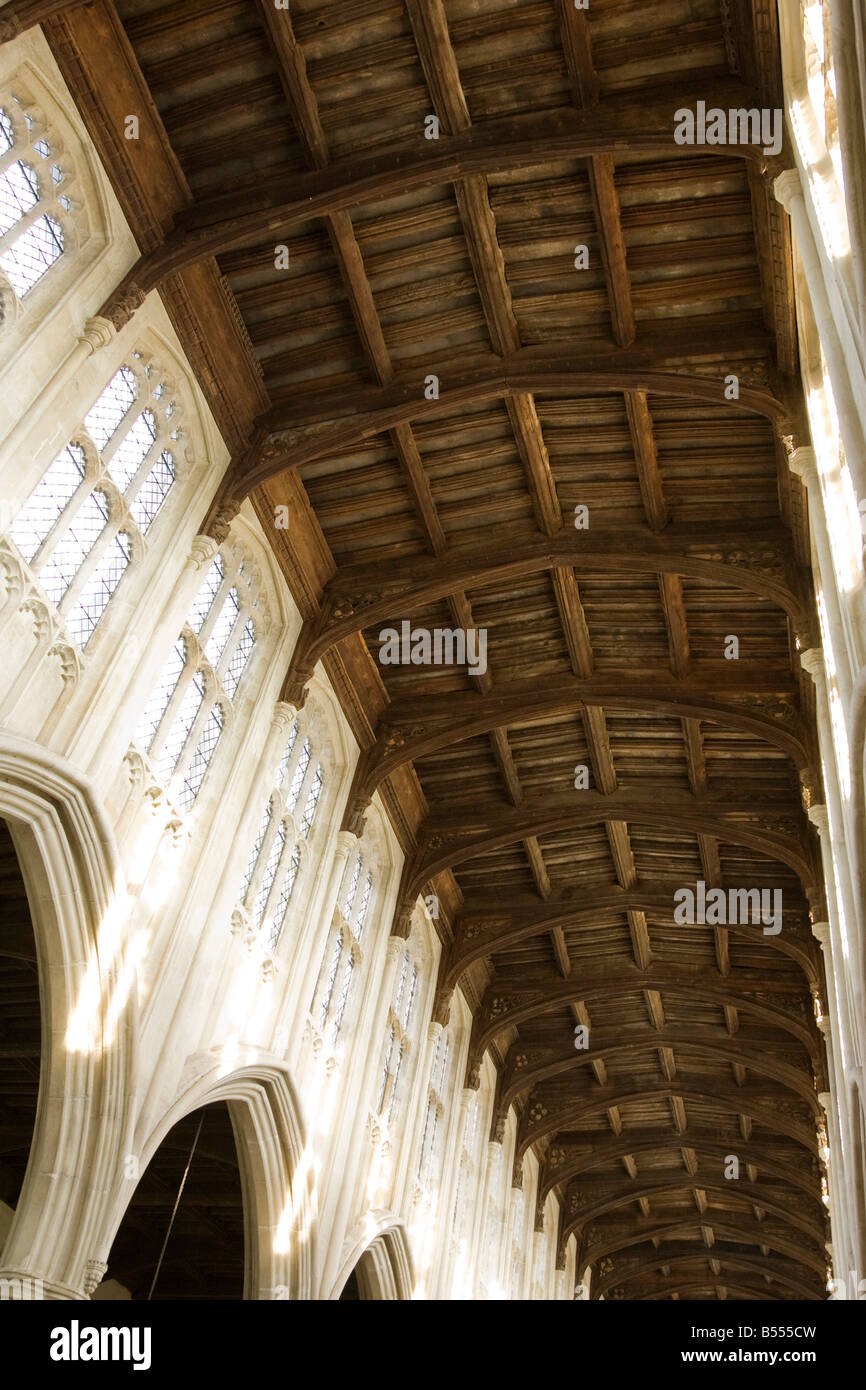 Techo interior de la Iglesia de la Santísima Trinidad en Long Melford, Suffolk, Reino Unido Foto de stock