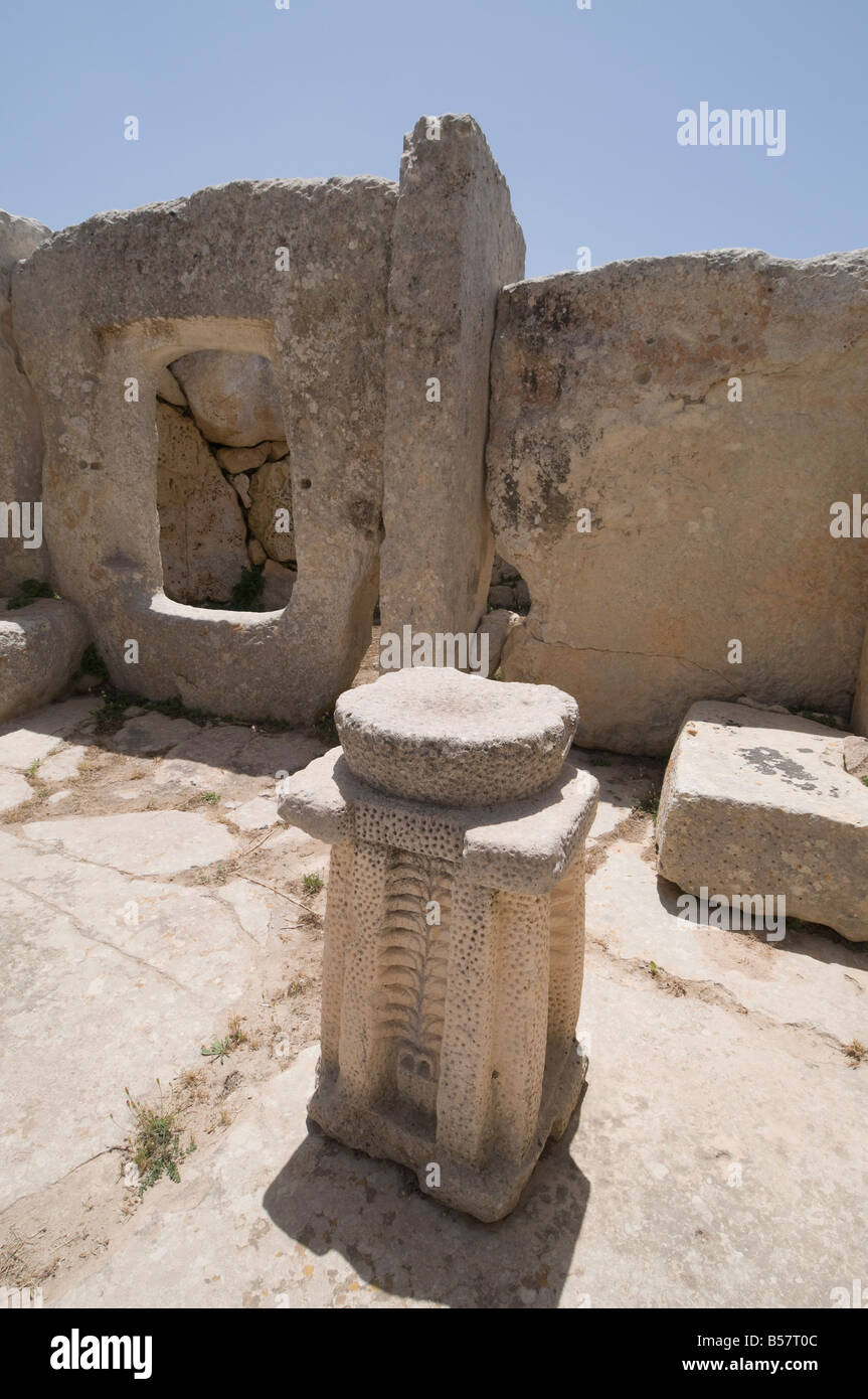 Hagar Qim, un templo megalítico, Sitio del Patrimonio Mundial de la UNESCO, Malta, Europa Foto de stock