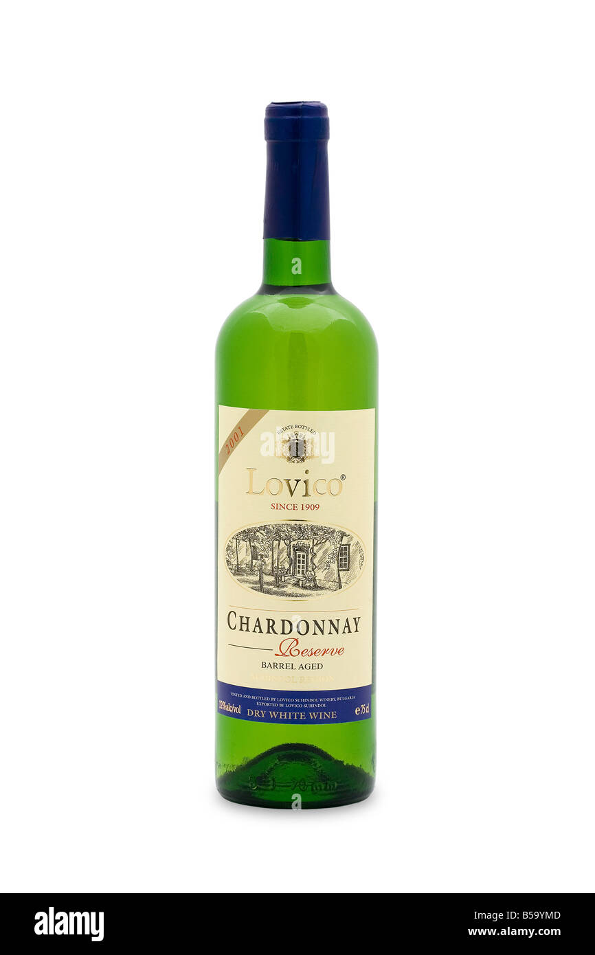 Lovico reserva chardonnay 2001 vino blanco seco suhindol Bulgaria Foto de stock